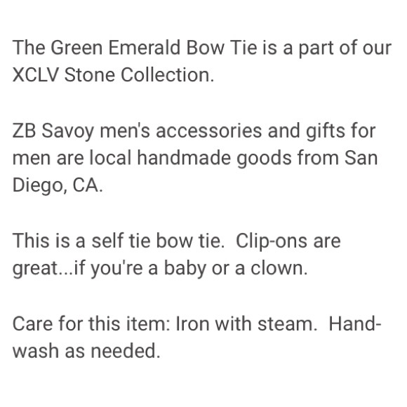 ZB Savoy Emerald Bow Tie XCLV Stone Collection - Picture 5 of 8
